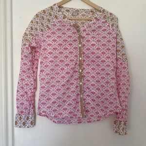 Sundance 100% cotton Geo print button down blouse XS